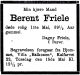 Dødsannonse Berent Friele