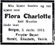 Dødsannonse Flora Charlotte Beyer