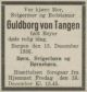 Dødsannonse Guldborg von Tangen, født Beyer