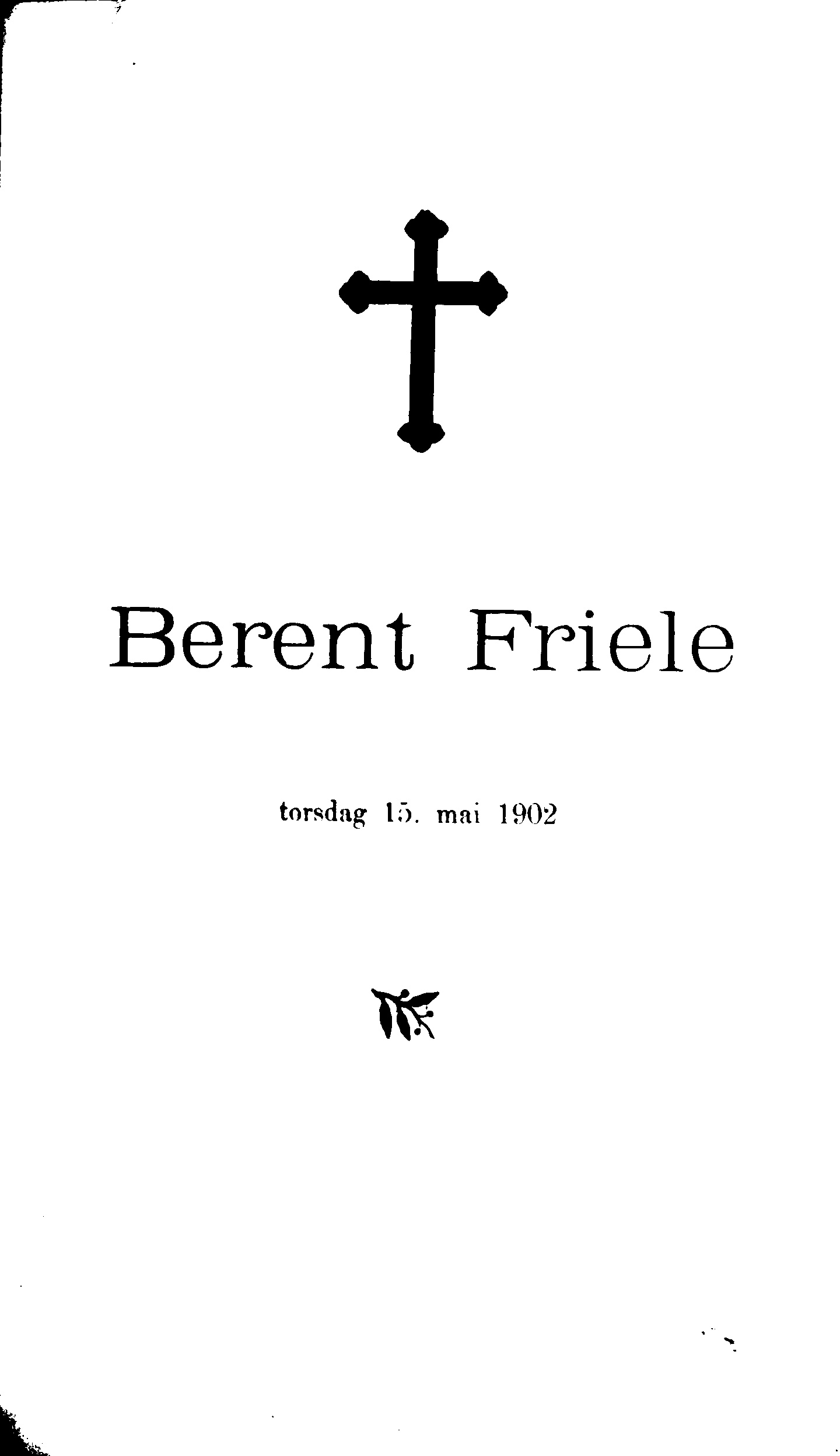 Begravelseshefte Berent Friele