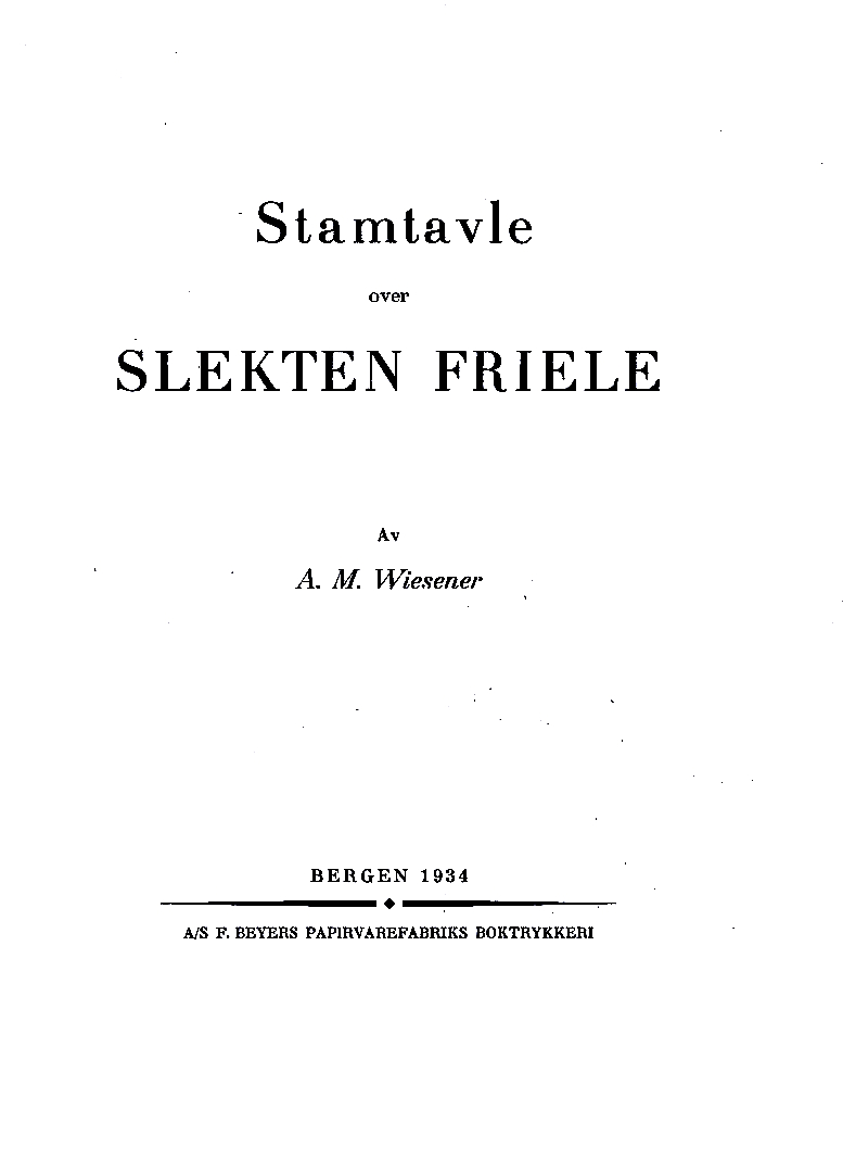Stamtavle over slekten Friele