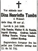 Dødsannonse Dina Henriette Tambs