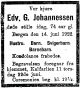 Dødsannonse Edvard Germanus Johannessen