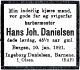 Dødsannonse Hans Johan Danielsen